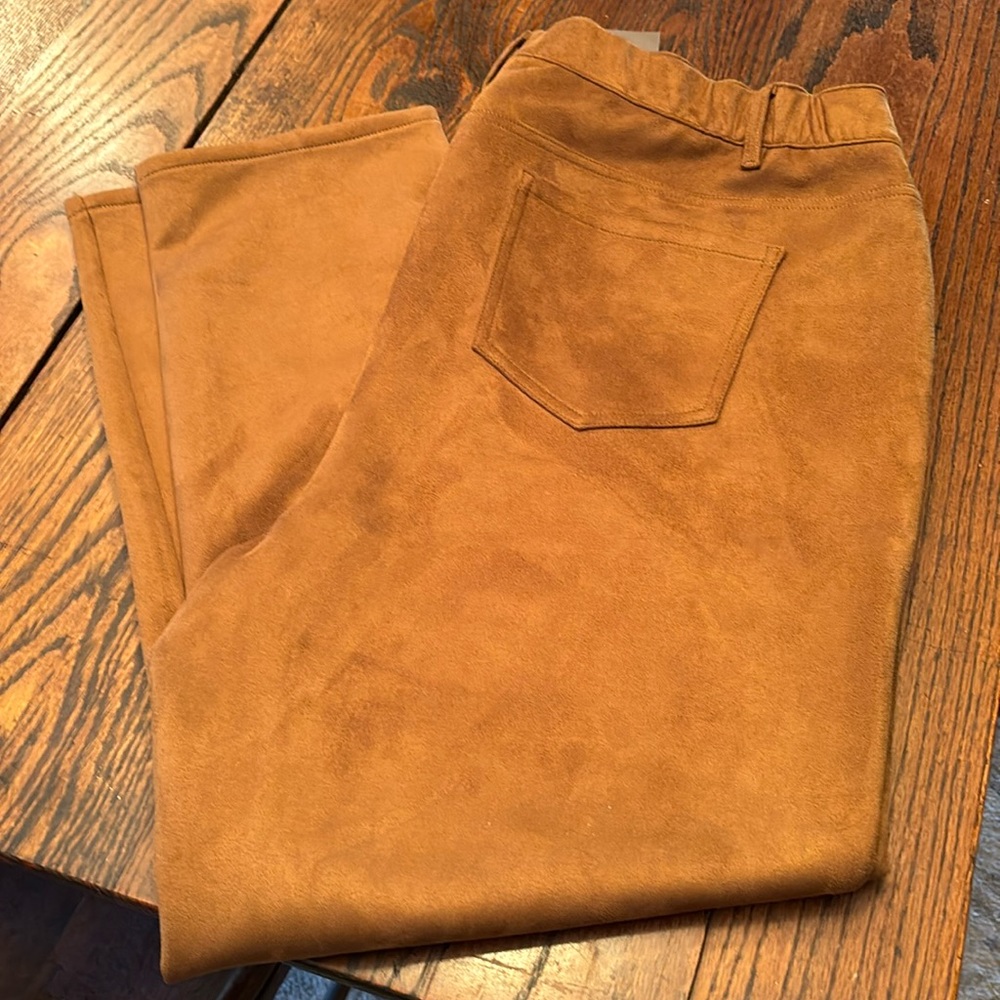 J Jill Faux suede pants with pockets & elastic back